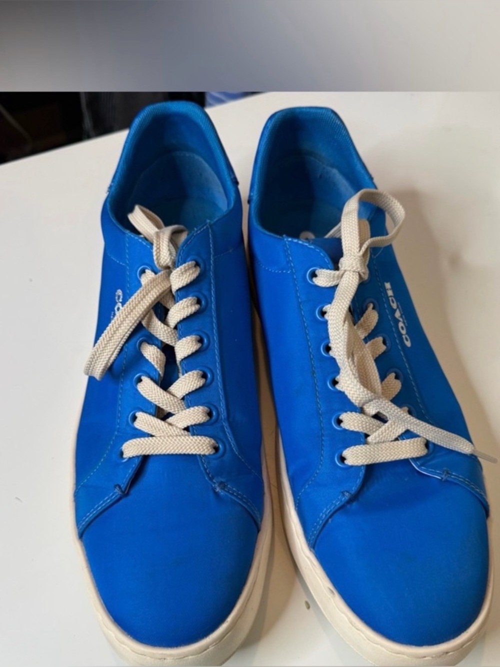 Coach Mens Clip Nylon Low Top Sneaker Size 12D Color Bright Blue